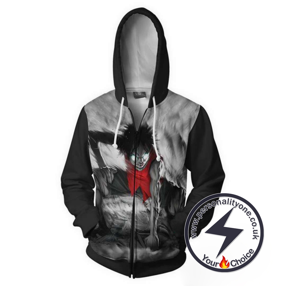 One Piece Luffy Gear 2 Mode Zip Up Hoodie Jacket